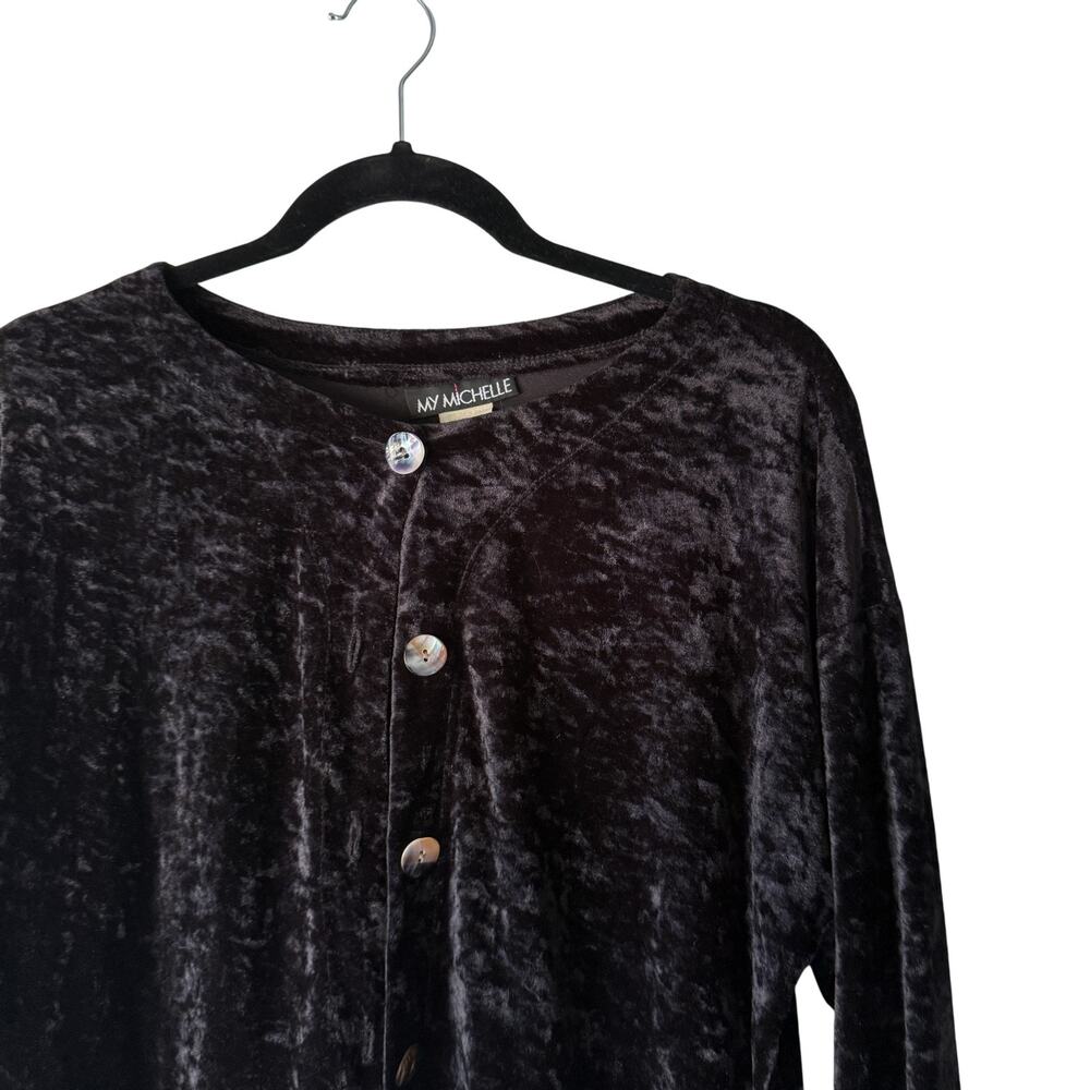 My Michelle Sweater Vintage 90s Small‎ Velvet Button Up Grunge Whimisgoth Witchy